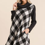 Pocketed Plaid Tartan Swing Dress