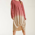 Multi-Colored Ombre Front Knot Maxi Dress
